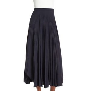 Helmut Lang asymmetric pleated skirt size 10 navy